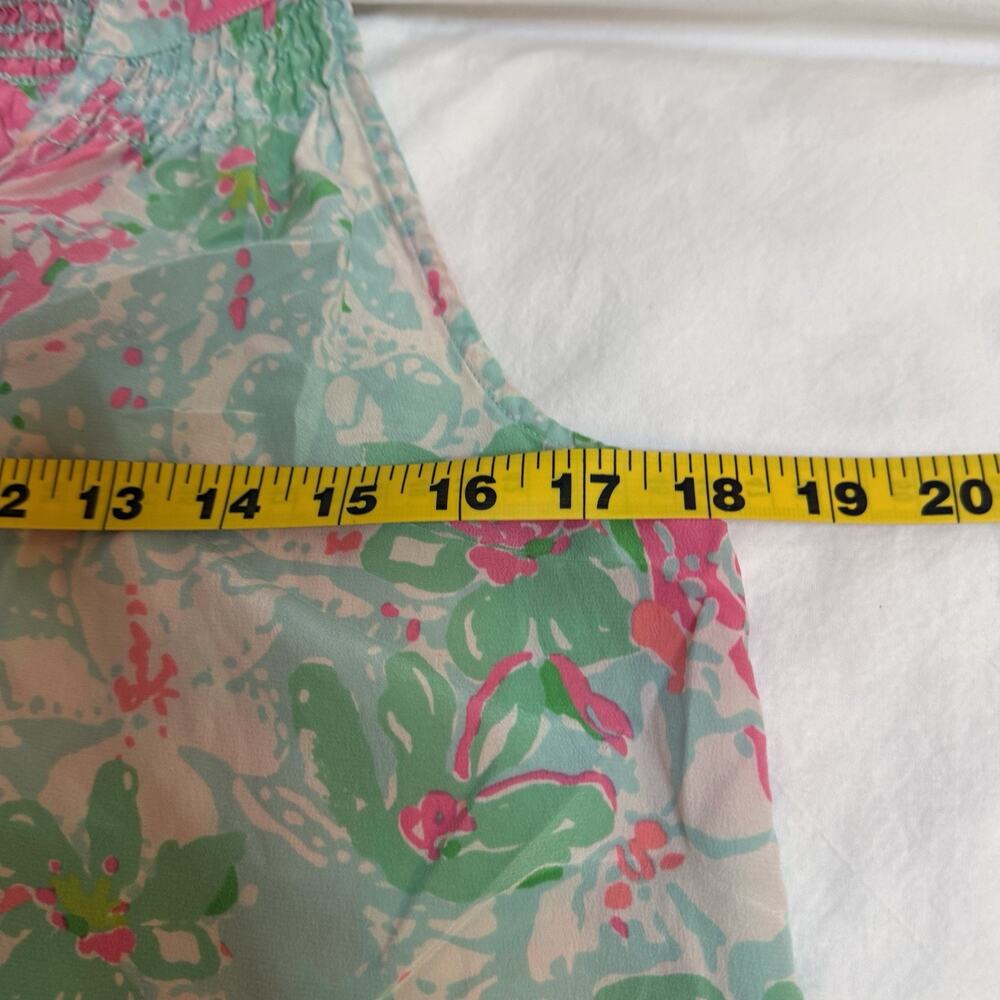 Lilly Pulitzer Medium Silk Sleeveless Top V Neck Bloom Tropical Beach Vacation - Picture 6 of 7